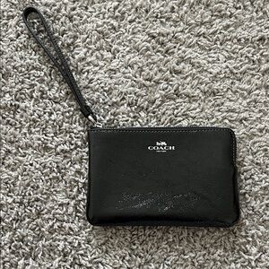 NWT Coach Black Leather Wristlet